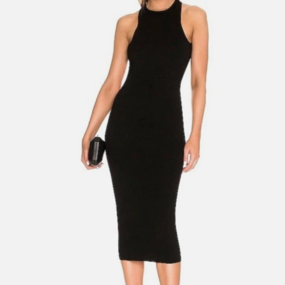 House of Harlow 1960 Sleeveless Ribbed Mock Neck Midi Dress